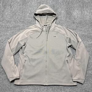 Under Armour Storm Jacket Mens XL Gray Hooded Softshell Fleece Full Zip Lined